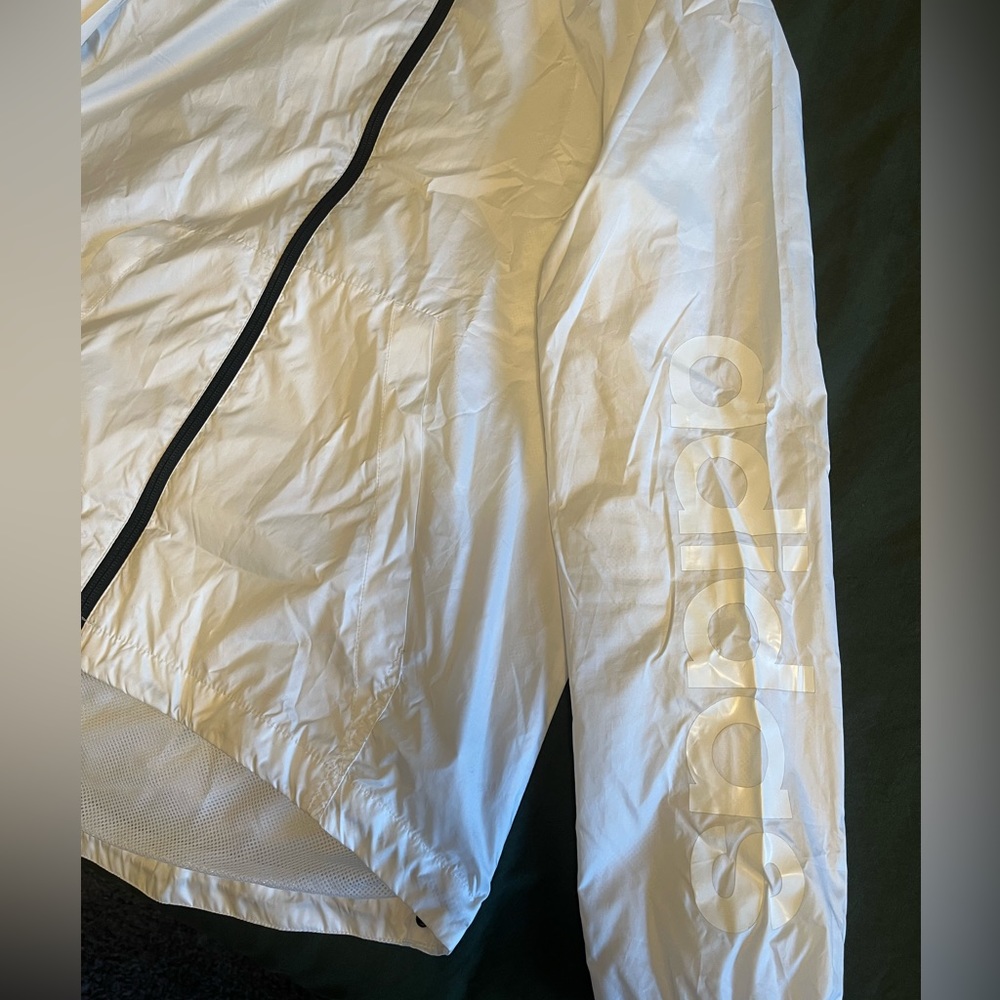 Adidas White Linear Packable Water Resistant Wind… - image 2